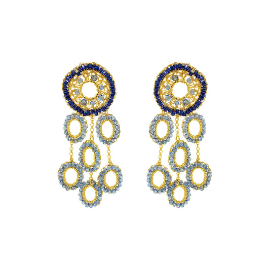 Sky Blue Mix Moira Chandelier Handmade Earrings