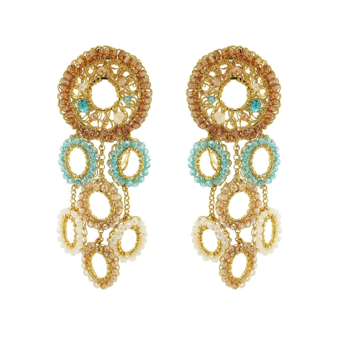 Seafoam Blue Mix Moira Chandelier Handmade Earrings