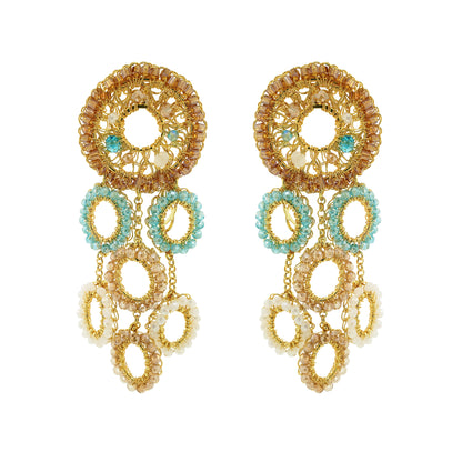 Seafoam Blue Mix Moira Chandelier Handmade Earrings