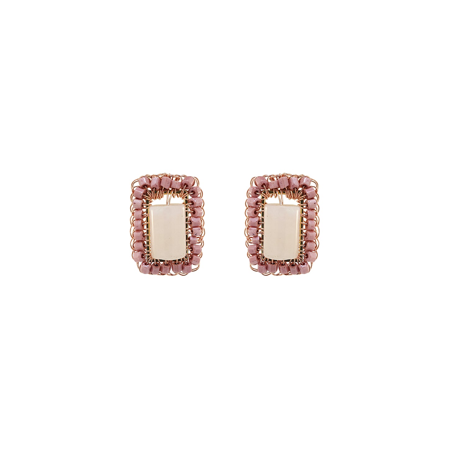 Rose Quartz Mix Nara Post Handmade Crochet Earrings