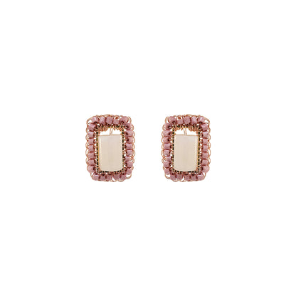 Rose Quartz Mix Nara Post Handmade Crochet Earrings