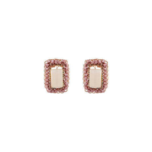 Rose Quartz Mix Nara Post Handmade Crochet Earrings