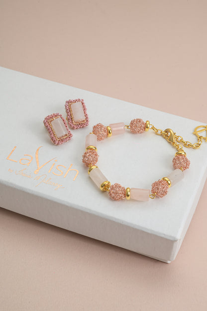 Rose Quartz Mix Nara Handmade Crochet Bracelet