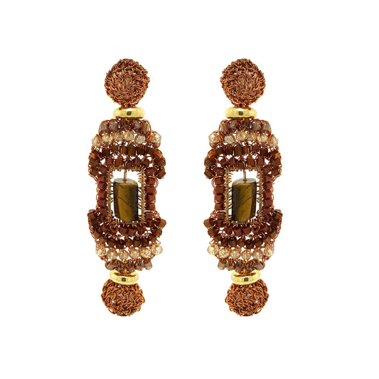 Mocha Mix Nara Cascade Handmade Crochet Earrings