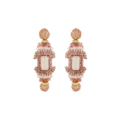 Rose Quartz Mix Nara Cascade Handmade Crochet Earrings
