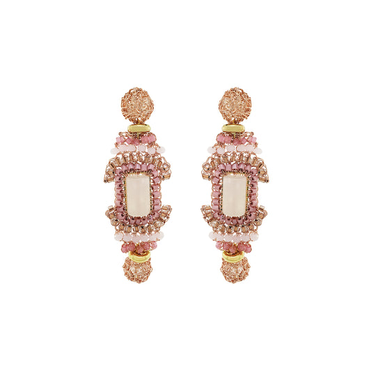 Rose Quartz Mix Nara Cascade Handmade Crochet Earrings