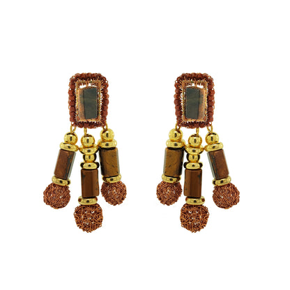 Mocha Mix Nara Chandelier Handmade Crochet Earrings