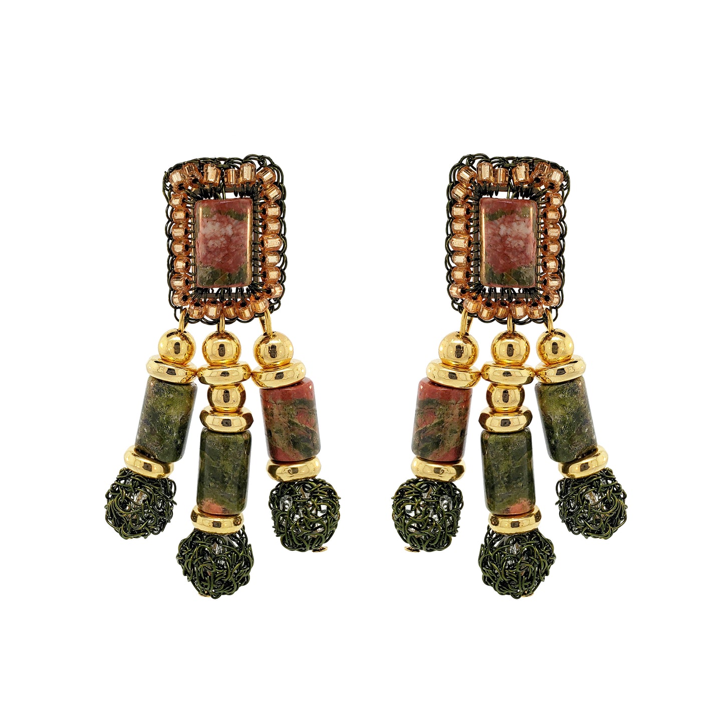 Unakita Mix Nara Chandelier Handmade Crochet Earrings