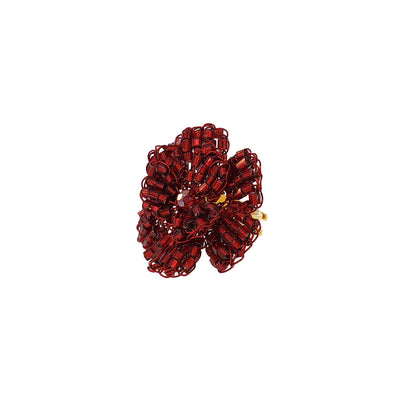 All Red Blossom Handmade Crochet Ring