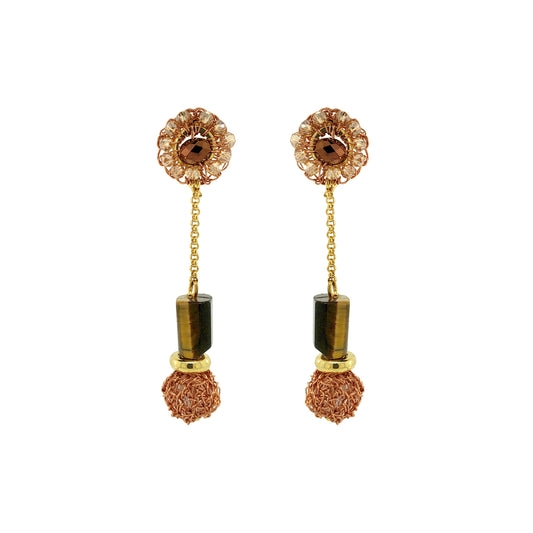Mocha Mix Nara Dangle Handmade Crochet Earrings