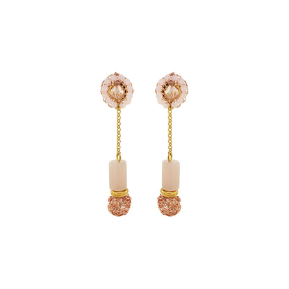 Rose Quartz Mix Nara Dangle Handmade Crochet Earrings
