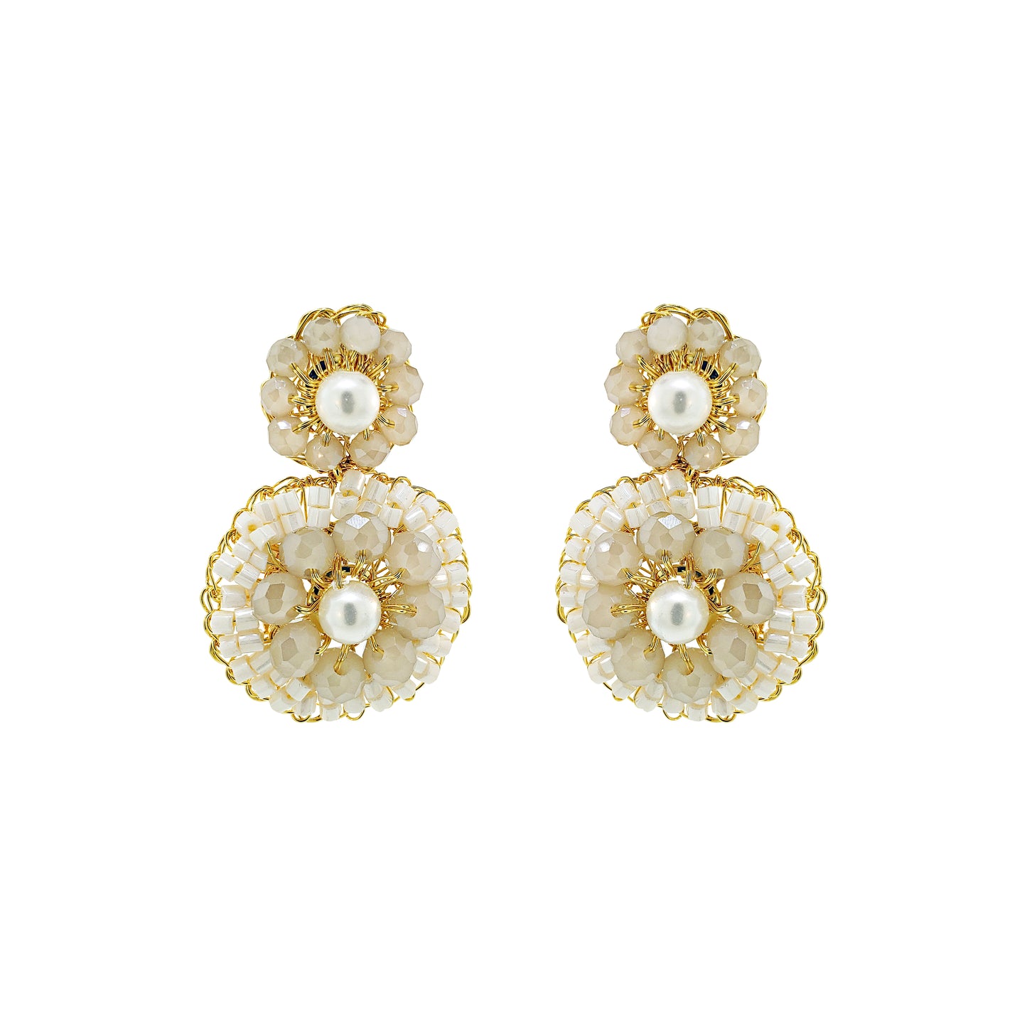 White Howlite Mix Elara Mini Handmade Crochet Earrings