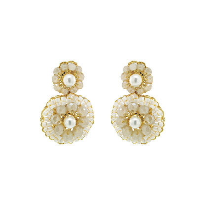 White Howlite Mix Elara Mini Handmade Crochet Earrings