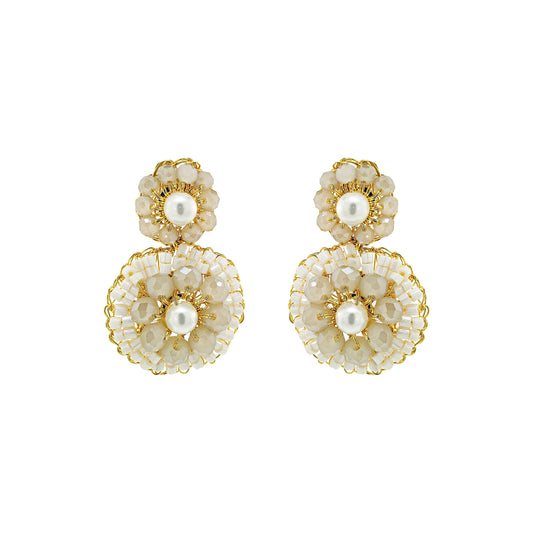 White Howlite Mix Elara Mini Handmade Crochet Earrings