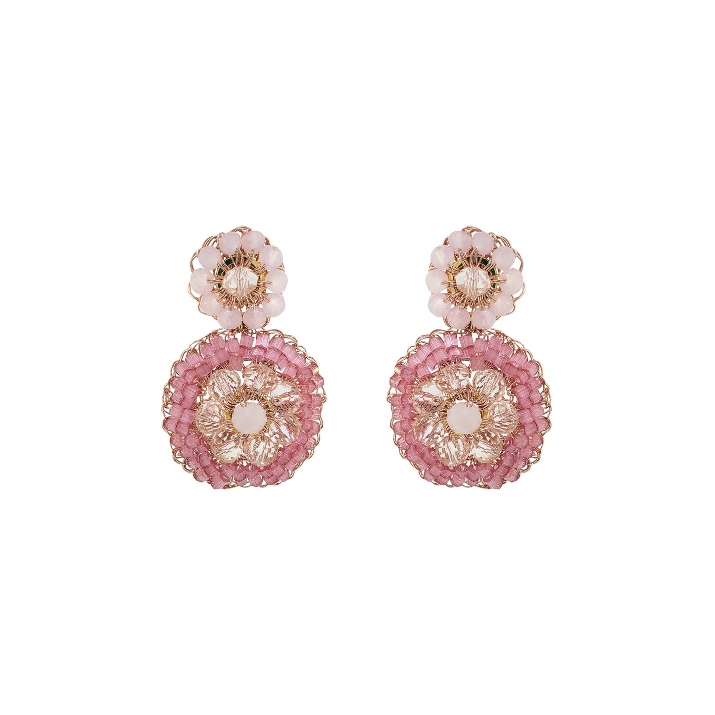 Rose Quartz Mix Elara Mini Handmade Crochet Earrings