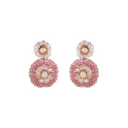 Rose Quartz Mix Elara Mini Handmade Crochet Earrings