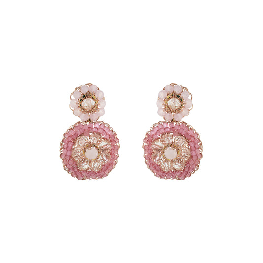 Rose Quartz Mix Elara Mini Handmade Crochet Earrings