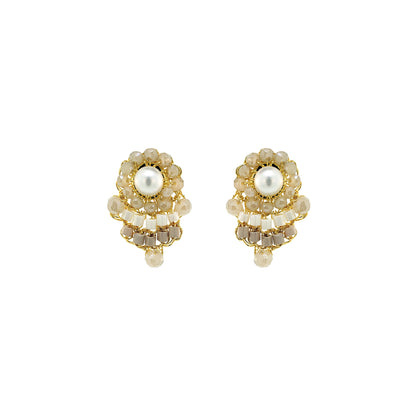 White Howlite Mix Mina Mini Post Handmade Crochet Earrings