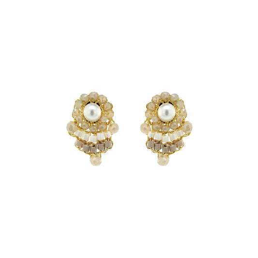 White Howlite Mix Mina Mini Post Handmade Crochet Earrings