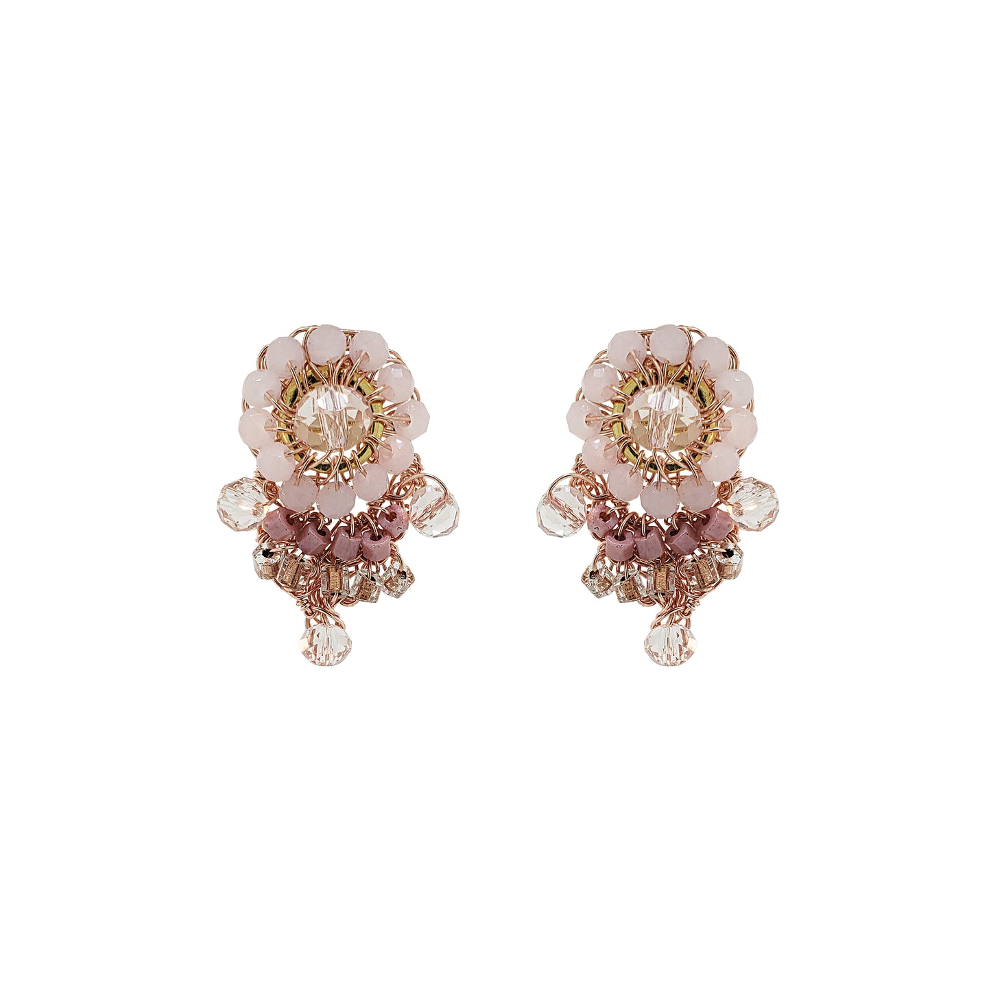Rose Quartz Mix Mina Mini Post Handmade Crochet Earrings