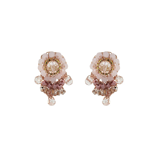 Rose Quartz Mix Mina Mini Post Handmade Crochet Earrings