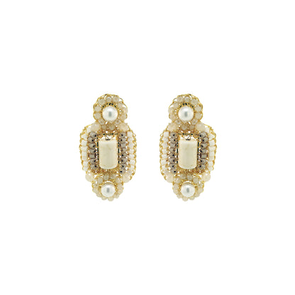 White Howlite Mix Nara Handmade Crochet Earrings