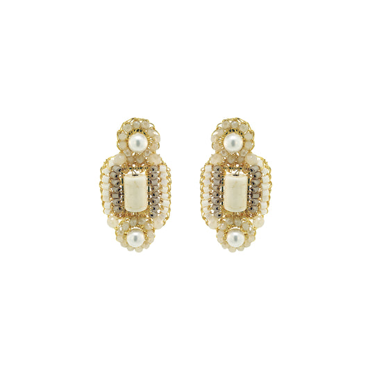 White Howlite Mix Nara Handmade Crochet Earrings