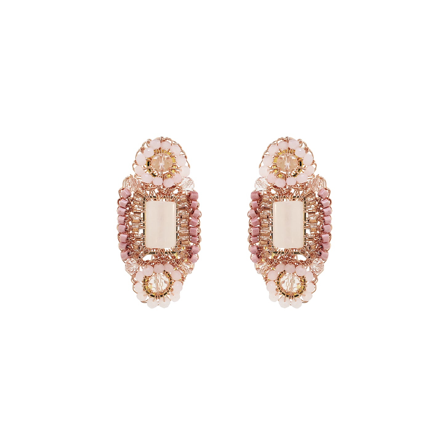 Rose Quartz Mix Nara Handmade Crochet Earrings