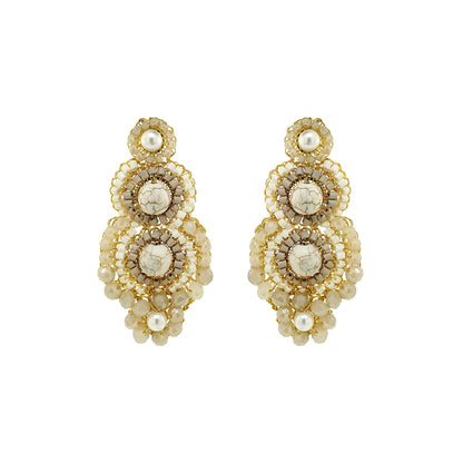 White Howlite Mix Elara Handmade Crochet Earrings