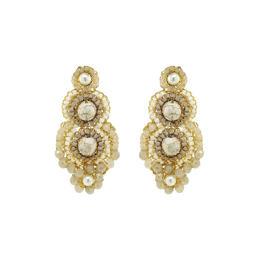 White Howlite Mix Elara Handmade Crochet Earrings