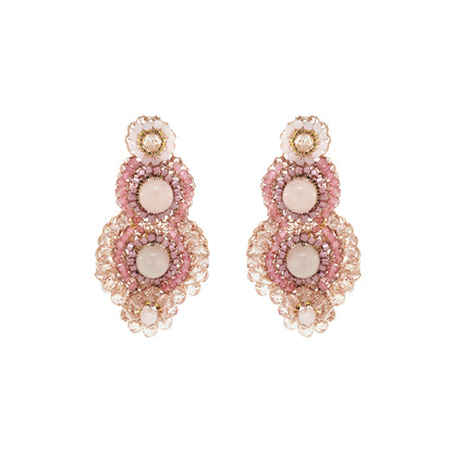 Rose Quartz Mix Elara Handmade Crochet Earrings