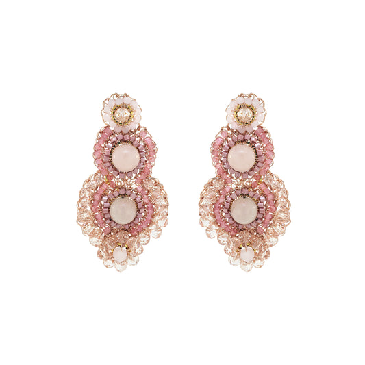 Rose Quartz Mix Elara Handmade Crochet Earrings