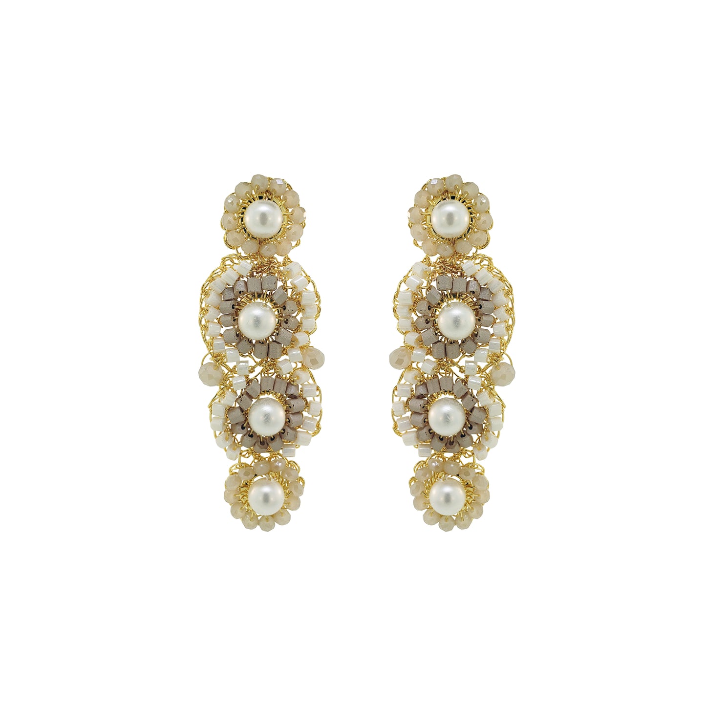White Howlite Mix Mina Mini Handmade Crochet Earrings