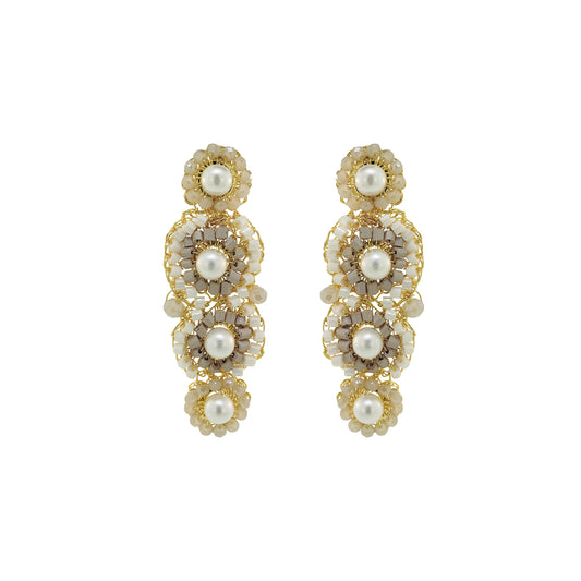 White Howlite Mix Mina Mini Handmade Crochet Earrings