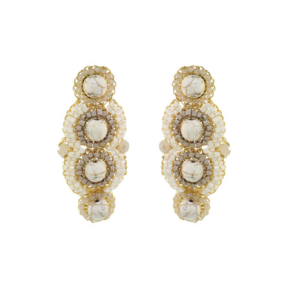 White Howlite Mix Mina Handmade Crochet Earrings