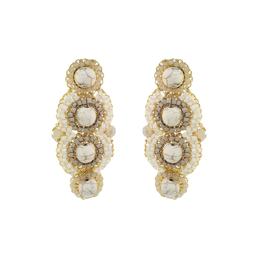 White Howlite Mix Mina Handmade Crochet Earrings