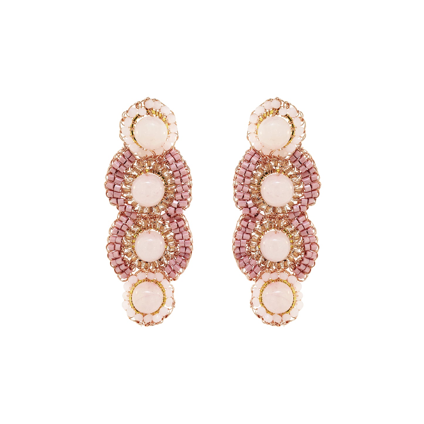 Rose Quartz Mix Mina Handmade Crochet Earrings