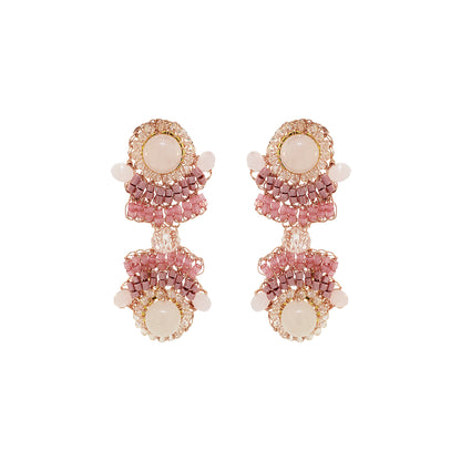 Rose Quartz Mix Mina Duo Handmade Crochet Earrings