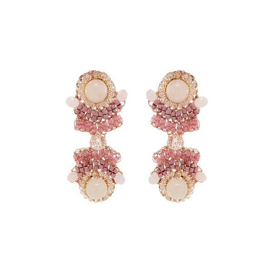 Rose Quartz Mix Mina Duo Handmade Crochet Earrings