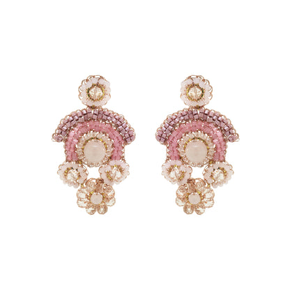 Rose Quartz Mix Elara Trio Handmade Crochet Earrings