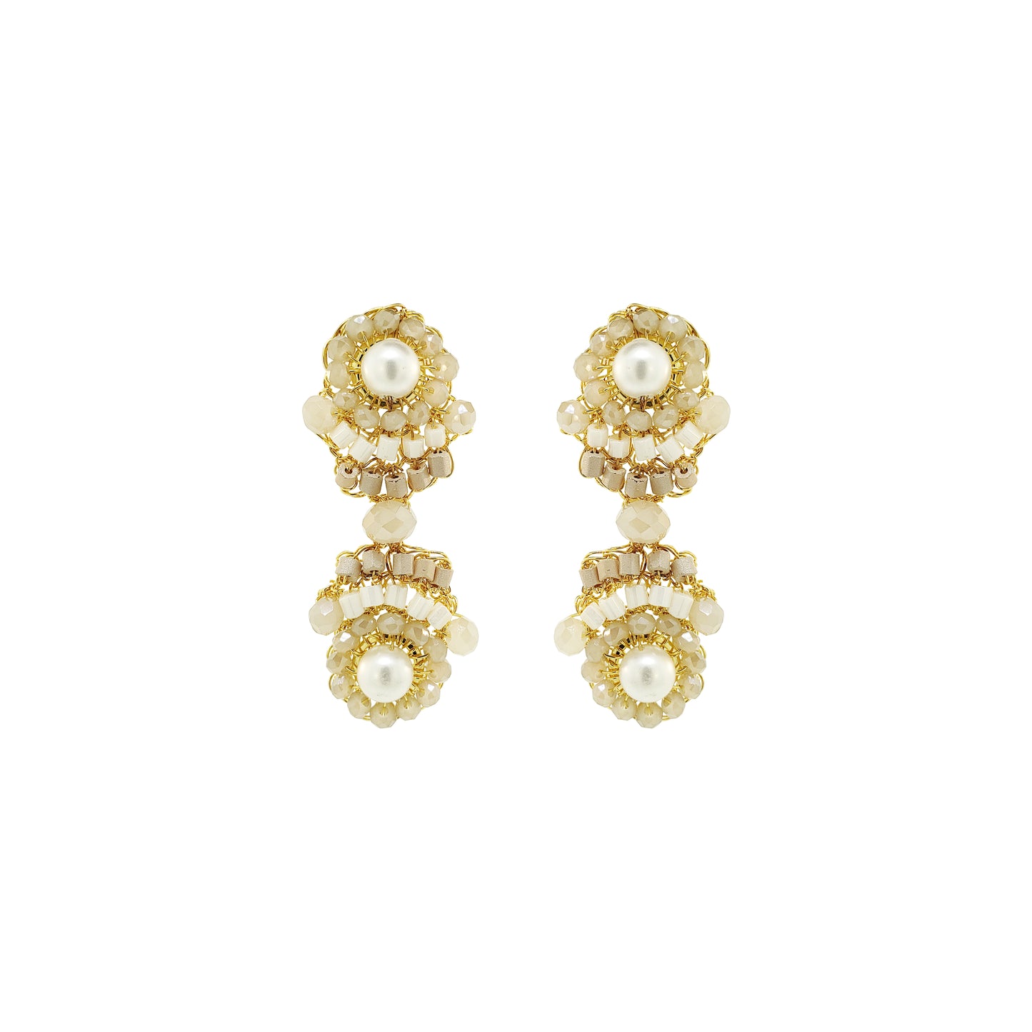 White Howlite Mix Mina Duo Mini Handmade Crochet Earrings