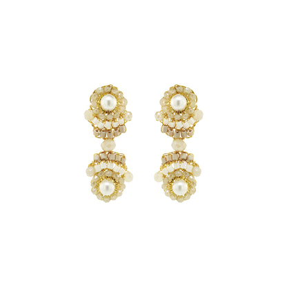 White Howlite Mix Mina Duo Mini Handmade Crochet Earrings