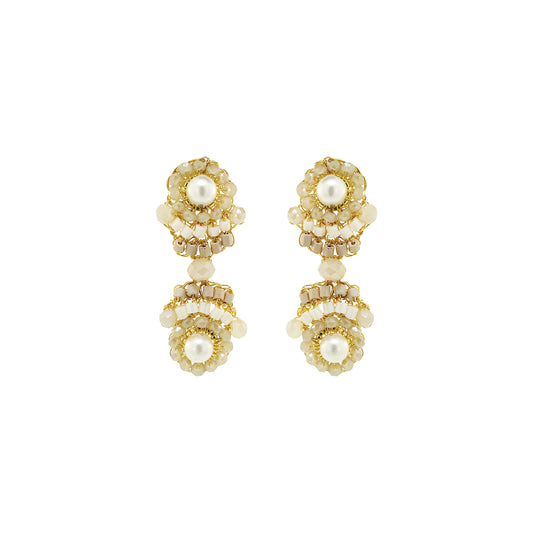 White Howlite Mix Mina Duo Mini Handmade Crochet Earrings