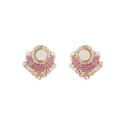 Rose Quartz Mix Elara Post Handmade Crochet Earrings