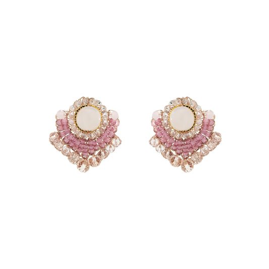 Rose Quartz Mix Elara Post Handmade Crochet Earrings
