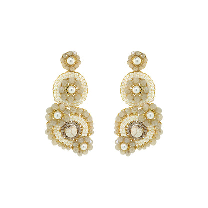 White Howlite Mix Elara Maxi Handmade Crochet Earrings