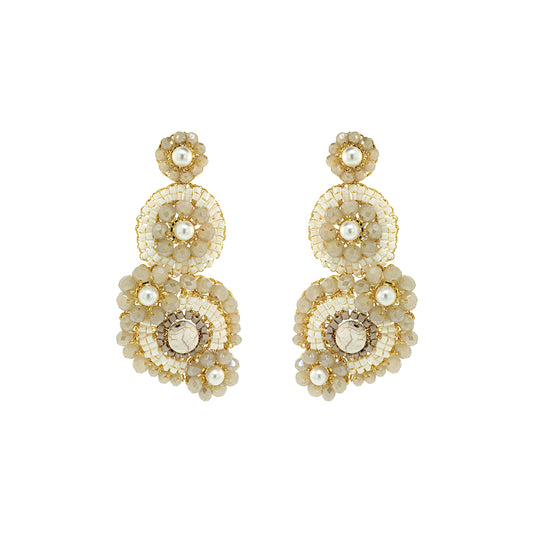 White Howlite Mix Elara Maxi Handmade Crochet Earrings