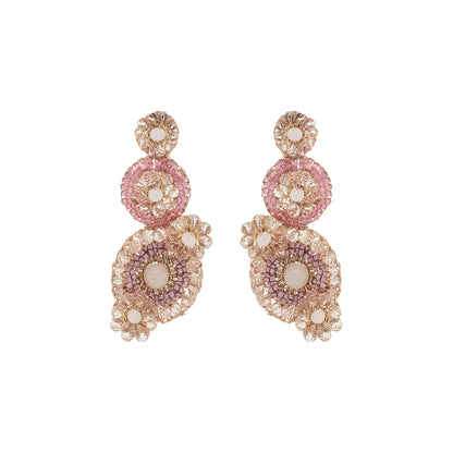 Rose Quartz Mix Elara Maxi Handmade Crochet Earrings