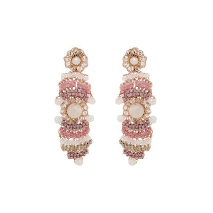 Rose Quartz Mix Mina Cascade Handmade Crochet Earrings