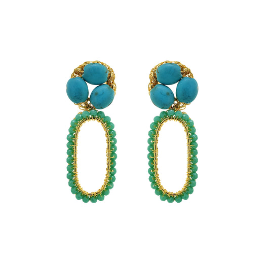 Western Blue & Gold Nyla Link Handmade Crochet Earrings